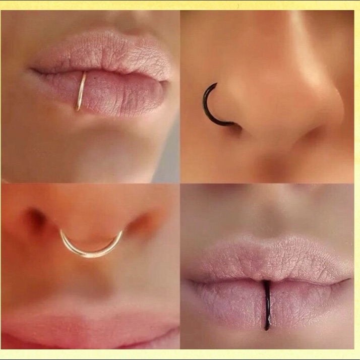 New Surgical Stainless Steel Lip Nose Rings X2
